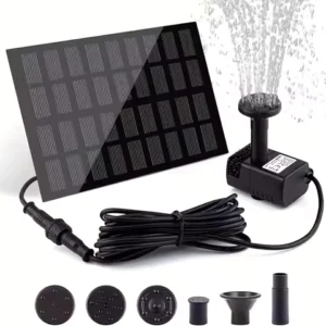 1.2W Solar Fountain Pump for Bird Baths Summer Solar Panel with 3m Long Cable and 8 Nozzle Attachments Garden Fountain