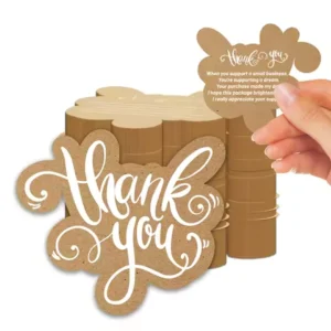 100 Pcs Unique Thank You Cards Small Business, Brown Thank You Cards for Small Business.