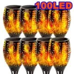 100LED Solar Garden Decor Torch Light Flickering Flame IP65 Waterproof Lawn Lights For Outdoor Patio Pathway