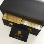 100PCS Thicken Black Paper Cards Gold Edge Customized Silver Gold Foil LOGO Name Card 500gsm