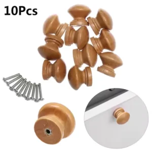 10pcs/Lot Round Natural Wooden Cabinet Knob Drawer Wardrobe Door Pull Handle Furniture Hardware