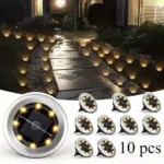 10pcs Solar-Powered 8 LEDS Ground Lights Waterproof Outdoor for Villa Park Yard Driveway Landscape Sun Lamp In-ground Lighting