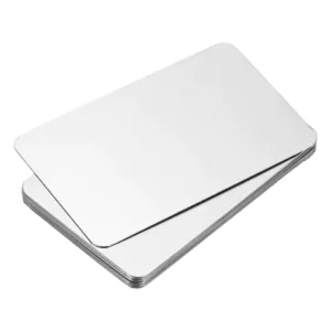 12/30/50Pcs 0.3/0.5/0.8mm Stainless Steel Metal Business Cards Blank Name Card Laser Engraving for DIY Gift Cards Silver/Black