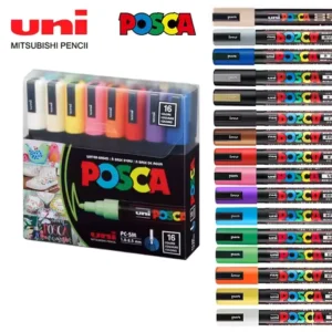 16pcs Japan UNI POSCA Markers Set Acrylic Graffiti Drawing Permanent Waterproof Children's Drawing PC-3M/1M/5M Art Supplies