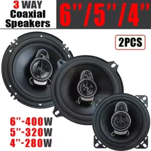 1Pair 4/5/6 Inch 3-Way Universal Car HiFi Coaxial Speaker 280W/320W/400W Auto Music Stereo Car Door Full Range Speakers Woofer