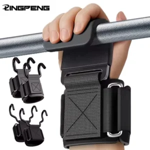1PairWeight Lifting Hook Grips With Wrist Wraps Hand-Bar Wrist Strap Gym Fitness Hook Weight Strap Pull-Ups Power Lifting Gloves