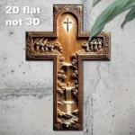 1pc Metal 2D Flat Christ Cross Wall Decor - Ornate Religious Hanging and Disciples, Deep Frame for Home, Christmas Decoration
