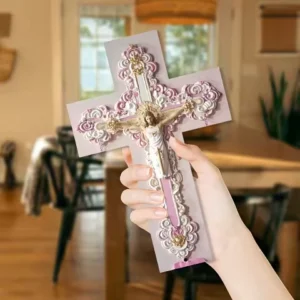 1pc metal cross bar like Christ figures - gorgeous religious ICONS, pink decorations - solid Christian church decorations