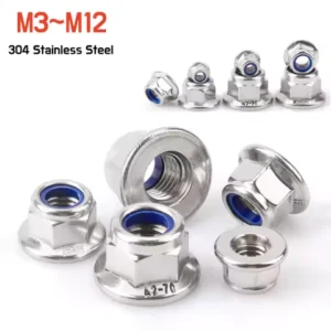 2~30pcs Metric Flange Nylon Insert Lock Nuts M3 M4 M5 M6 M8 M10 M12 304 A2 Stainless Steel Hex Flanged Self-locking Locknuts