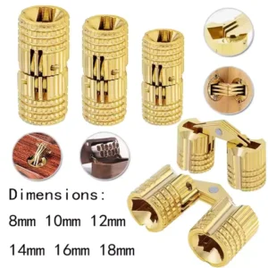 2-6pcs Copper Brass Door Hinges Cylindrical Hidden Cabinet Concealed Invisible Furniture Barrel Hinge For Hardware Gift Box