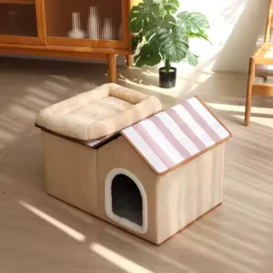 2-in-1 Cat House with Removable Bed - Large All-Season Warm Pet Villa for Indoor & Outdoor Use, Cozy Durable Cat Furniture