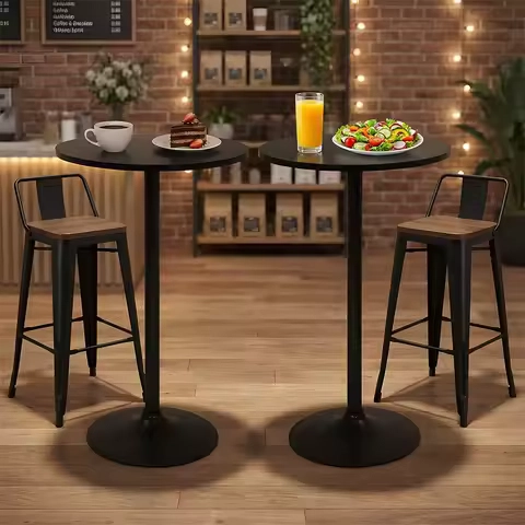 2 Pack 40 Inch Round Bistro Pub Table, Standard Height Cocktail Table, Compact High Top Table for Home Kitchen Dining Room
