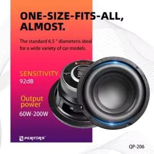 2-piece 6.5-inch car subwoofer, 200W audio speaker enclosure, car stereo upgrade components for car and home theater system upgr