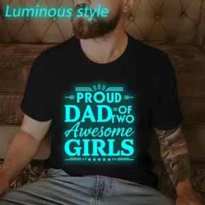 2026 Father's Day Shirt Proud Dad of Two Awesome Girls Print Funny Gift for Dad Casual Summer Short Sleeve T-shirts Man