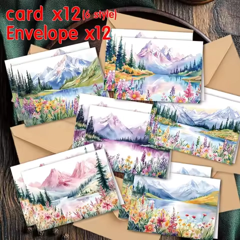 24 pcs Watercolor Landscape Greeting Card Set with Envelopes, DIY Invitation Cards, Multifunctional Fun for Anyone