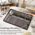 24-Piece Paint Brush Set with Palette Knife - Multi-Nib Art Brushes for Acrylic/Watercolor Painting (Canvas Roll Pouch)