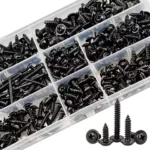 250/340pcs Self-Tapping Screw Set - M3/M4/M3.5/M5 Sizes, Pan Head Phillips Drive, Black Carbon Steel for Wood Furniture