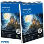 2pcs 12 Sheets Watercolor Sketchbook 14.81 x 21.01 cm, Watercolor Paper Cold Press (63.5KG/300gsm), Spiral Bound Water C