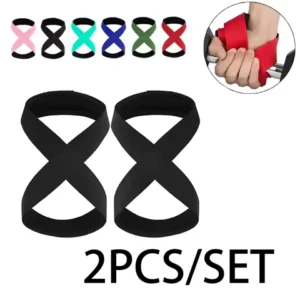 2PCS Padded Figure 8 Straps Deadlift Weight Lifting Wrist Straps Power Lifters Workout Pull-ups Horizontal Bar Gym Fitness