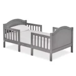 3-in-1 Convertible Toddler Bed with Guard Rails, Transforms into Chairs & Table, Low-to-Floor Design, Safety Certified