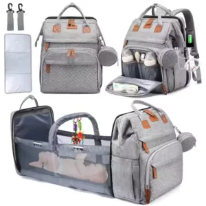 3 In 1 Diaper Bag Backpack Foldable Baby Bed Waterproof Travel Bag with USB Charge Nappy Stroller Bag with Changing Bed 3 types