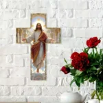 30cm Flat 2D Wooden Cross Jesus Christian Believer Family Decora Church Party Colour Wooden Board Portable Pendant Photo Prop