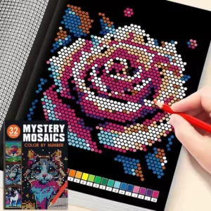 32 Pages Color by Number Mosaic Coloring Book Adults Mystery Pixel Art Calm Mind Therapy