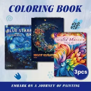 3pcs Art Coloring Book Set, Adult Stress Relief Healing Drawing Books, 90 Unique Designs, Perfect Gift for Adults & Teens
