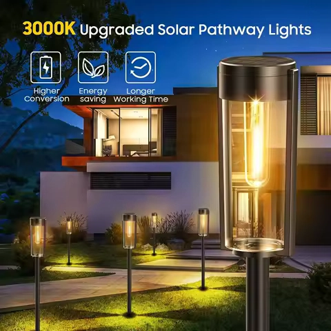4/8PCS Solar Pathway Lights Outdoor Waterproof Warm White Solar Garden Light for Patio Lawn Walkway Backyard Landscape Lighting