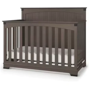4-in-1 Convertible Crib: Toddler Bed, Daybed, Full Bed, Adjustable Mattress Heights, Rustic, Non-Toxic, Dapper Gray