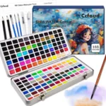50/100/168 Color Solid Watercolor Paint Set Basic Neone Glitter Watercolor Pigments for Drawing Art Paint Supplies