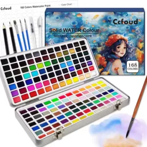 50/100/168 Color Solid Watercolor Paint Set Basic Neone Glitter Watercolor Pigments for Drawing Art Paint Supplies