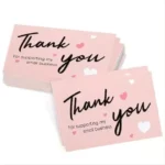 50pcs/pack Pink Thank You Card For Supporting Business Package Decoration "Gorgeous Thanks" Business Card Handmade With Love