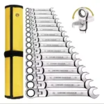 5pcs Flex Head Ratchet Wrench Set, Metric, Chrome Vanadium Steel Combination Spanner Key Wrench Kits Hardware Hand Tool