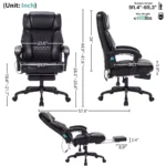 6 Points Vibration Massage Office Chair with Foot Rest and Heat Home Office Desk Chairs for 400lbs Heavy People Customized