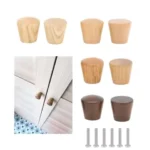 6Pcs Wardrobe Knobs Wooden Cabinets Conical Handles Door Drawer Pulls Single Hole Round Kitchen Handles Furniture Knobs Hardware