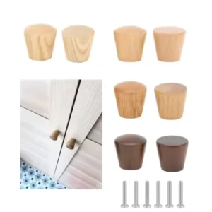 6Pcs Wardrobe Knobs Wooden Cabinets Conical Handles Door Drawer Pulls Single Hole Round Kitchen Handles Furniture Knobs Hardware