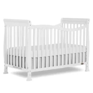 7-in-1 Convertible Full-Size Baby Crib in White, Greenguard Gold Certified, Adjustable Mattress Heights, Sustainable Pinewood