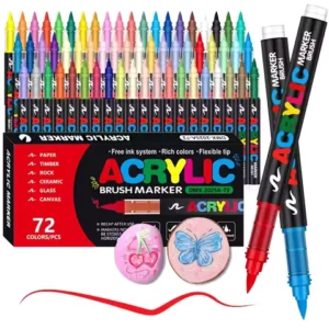 72 Colors Acrylic Paint Pens Markers Set Brush Tip Paint Marker For Rock Painting Wood Canvas Stone Christmas Gift DIY Crafts