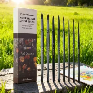 8-piece pure Black Imitation Gray Squirrel Hair Paintbrush Set With Round Tips, Specialized For Watercolor And Acrylic painting