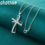 925 Sterling Silver 16-30 Inch Chain AAA Zircon Cross Pendant Necklace For Women Engagement Wedding Gift Fashion Charm Jewelry