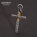925 Sterling Silver Original Certified Cross Pendant Necklace Wrapped with Copper Wire for Men Women Religious Christian Jewelry