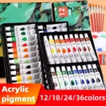 Acrylic paint set, 12/18/24/36 colors - 0.41 ounces tubes, artist-grade non-toxic paints, rich in colors, suitable for rocks, ca