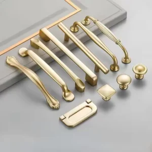 Alloy Kitchen Cupboard Door Pulls Drawer Knobs Furniture Handle Hardware American Style Cabinet Handles Matte Gold Aluminum
