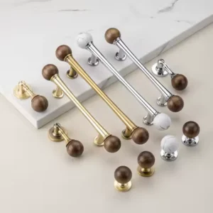 Antique Walnut Wood Marble Kitchen Cabinet Pulls Nordic Wardrobe Drawer Knobs Wine Cabinet Handles Closet Pull Furniture Handles