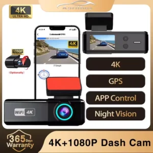 Aprilboy WIFI GPS Car Dash Cam HD 4K Car DVR Front and Rear Dual Lens Auto Car Camera Night Vision G-Sensor 24H Parking Monitor