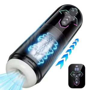 Automatic Piston Telescopic Heated Male Masturbator Cup with 10 Vibrations and 5 Suction Modes Penis Pump LCD Sex Toys for Men