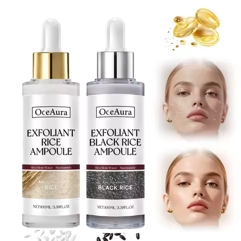 Black&White Rice Exfoliating Essence Dead Skin Remover Facial Glowing Replenisning Shrink Pore Hyaluronic Acid Brightening Serum