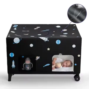 Blackout Cover for Crib Blackout Cover for Breathable Baby Netting Cover/Tent for Travel Crib for Indoor & Outdoor Room Decor