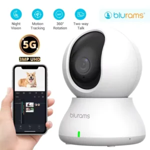 Blurams 2K 5GHz/2.4GHz Indoor Camera for Home Security, 360Â° PTZ Pet Dog Camera with Phone App, 2-Way Talk, Night Vision, Siren